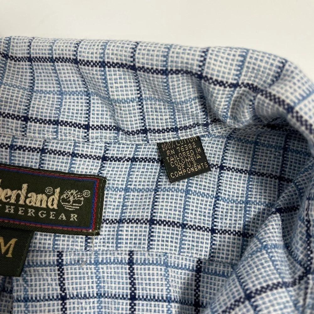 Timberland Weathergear Shirt Mens Med Blue Long Sleeve Button‎ Down Vintage EUC